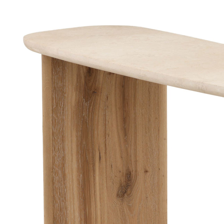 Elwyn Marble and Oak Console Table, detail 2 view