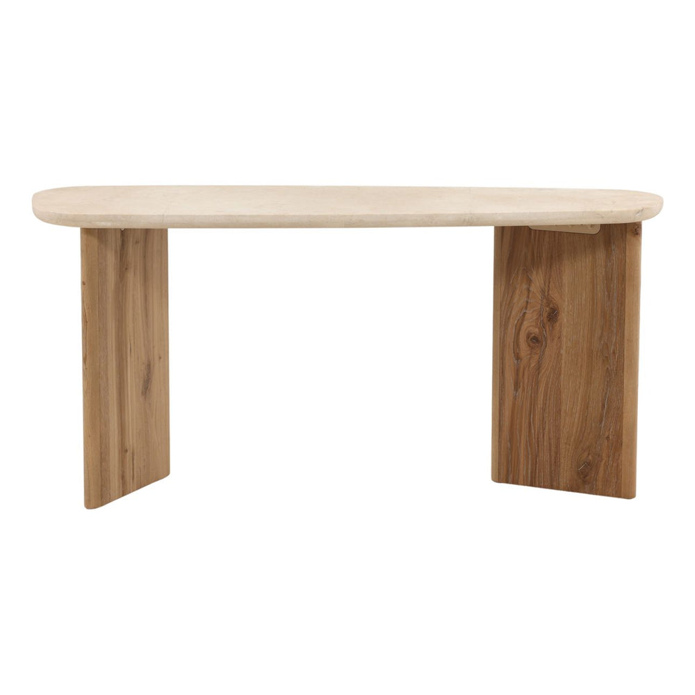 Elwyn Marble and Oak Console Table, front view