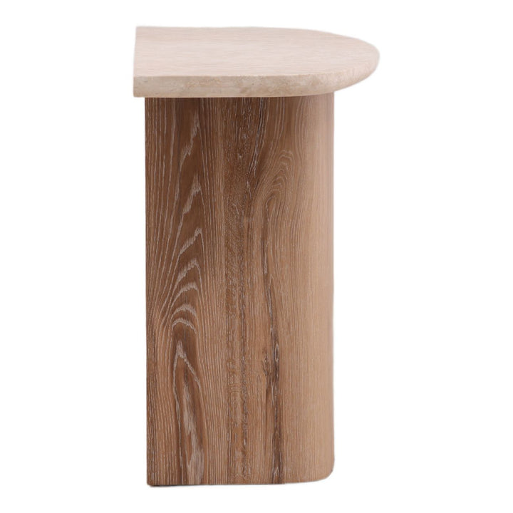 Bela Marble and Oak Console Table, profile view