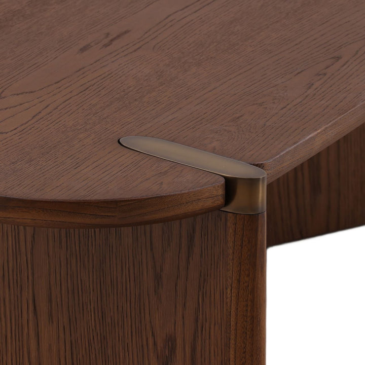 Sula Wood and Brass Coffee Table, detail 3 view
