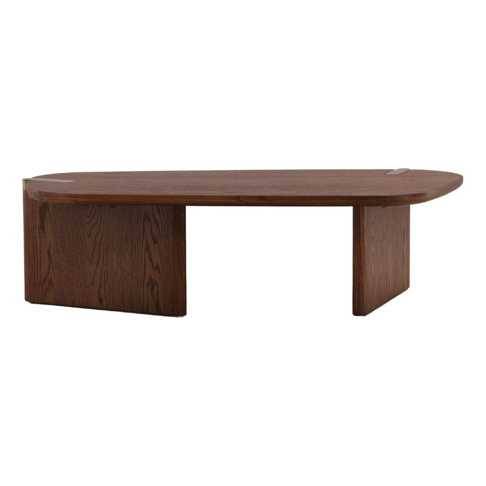 Sula Wood and Brass Coffee Table, front view