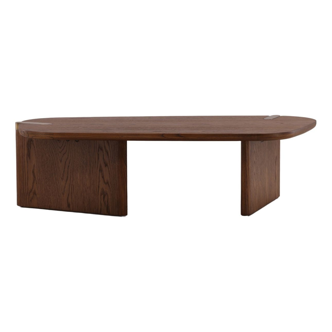 Sula Wood and Brass Coffee Table, front view