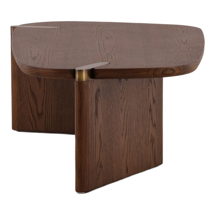 Sula Wood and Brass Coffee Table, profile view