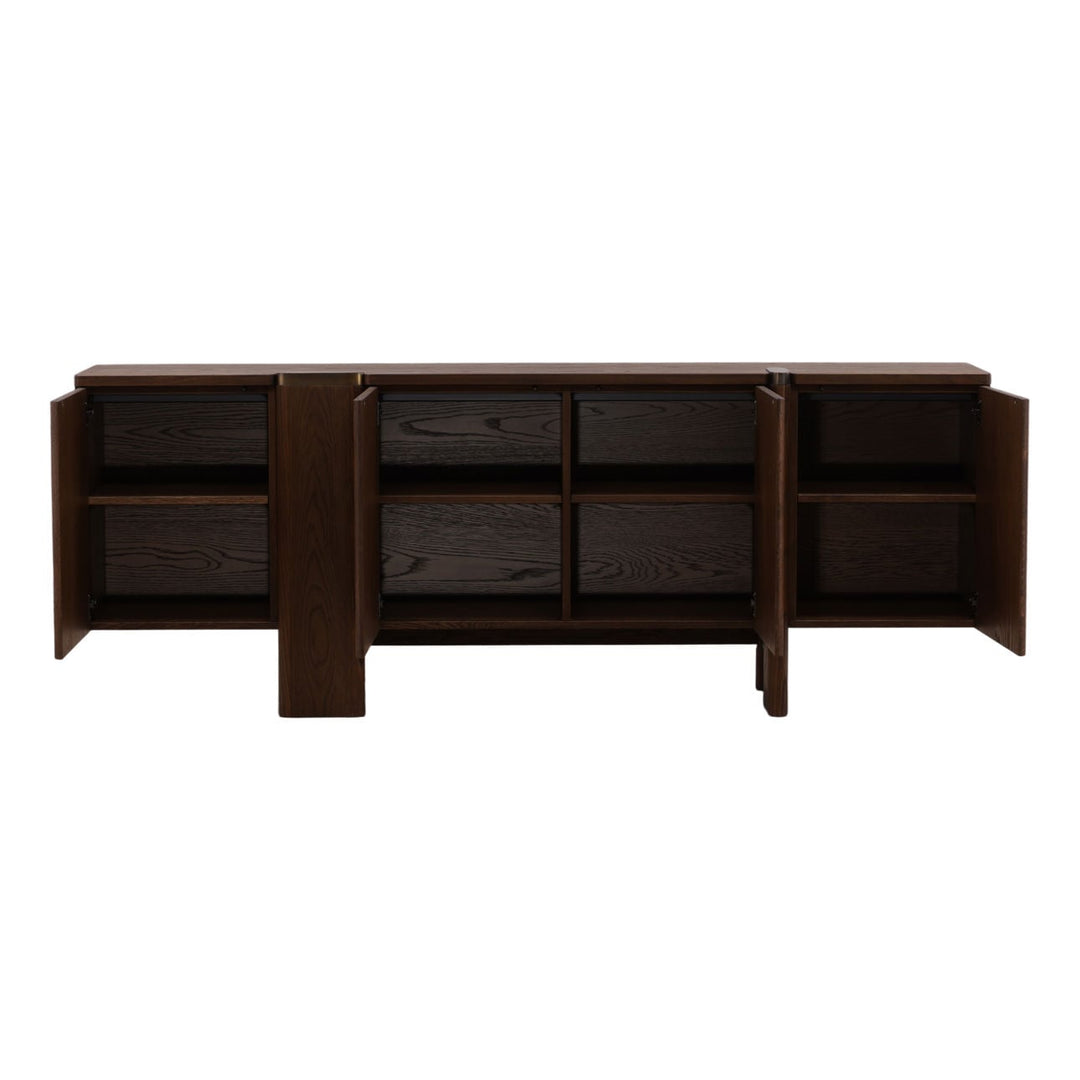 Soleil Oak Veneer Sideboard, open door view
