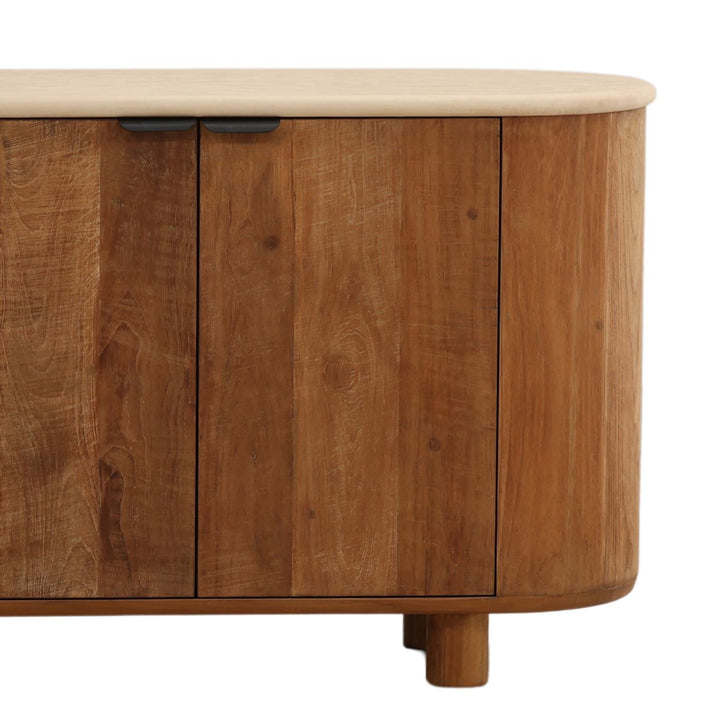 Orielle Micro Cement and Teak Sideboard, detail 2 view