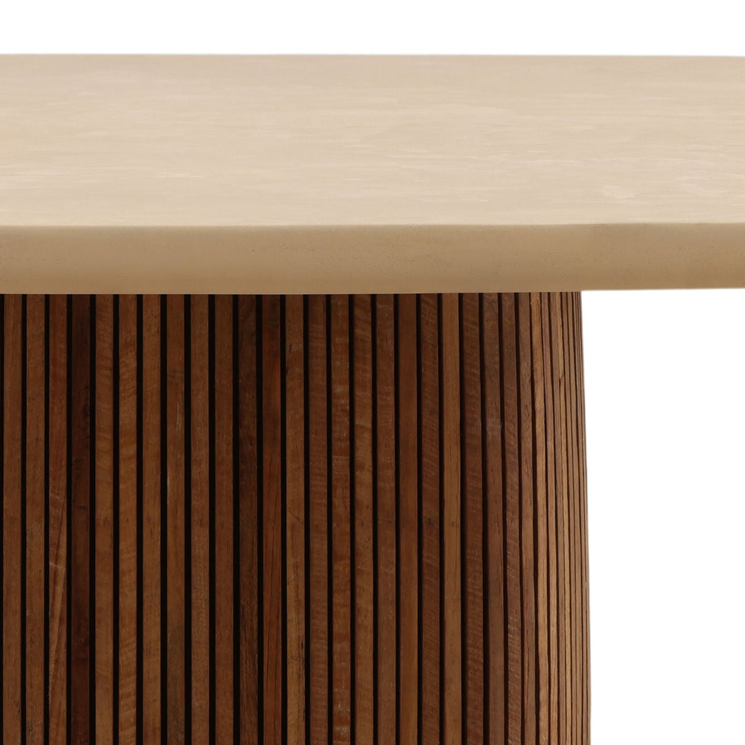 Astra Micro Cement and Teak Dining Table, detail 3 view