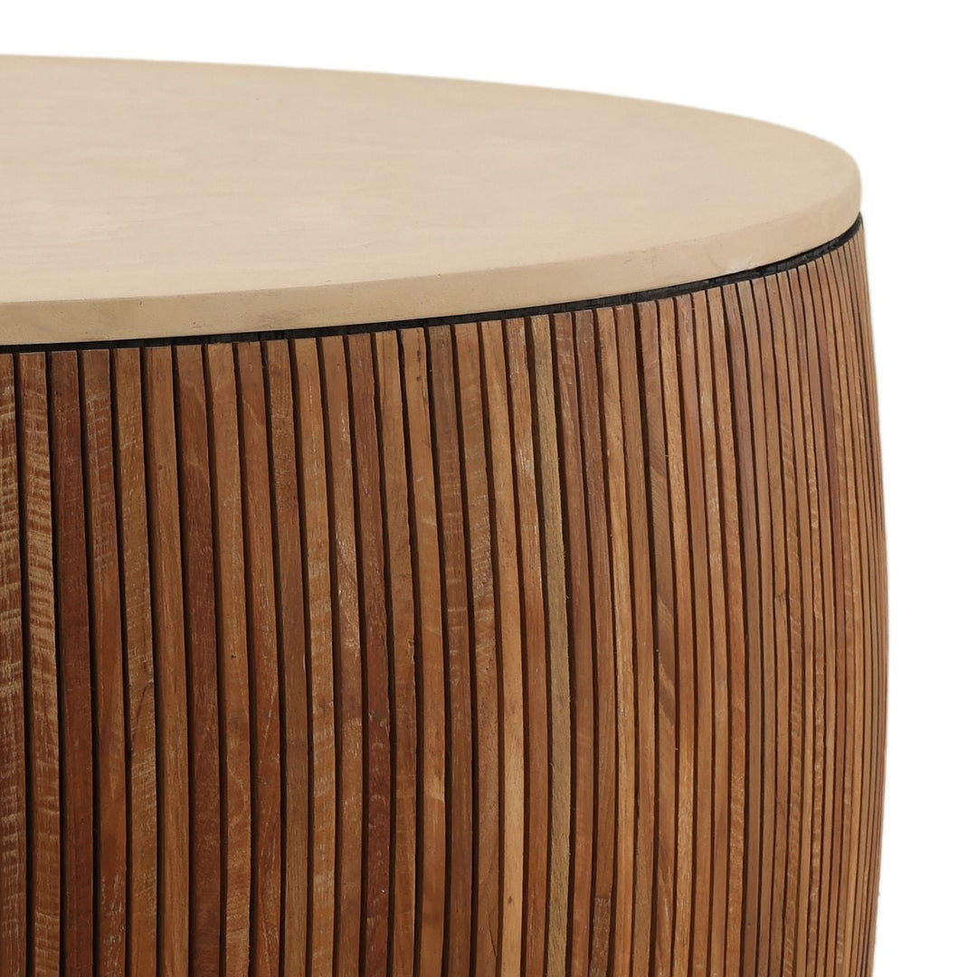 Aster Cement and Teak Coffee Table, detail 3 view