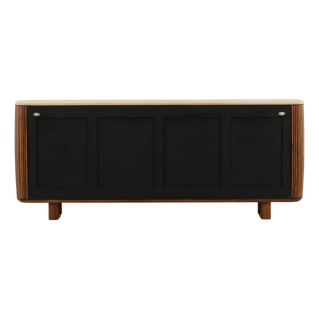 Aria Micro Cement and Teak Sideboard, back view