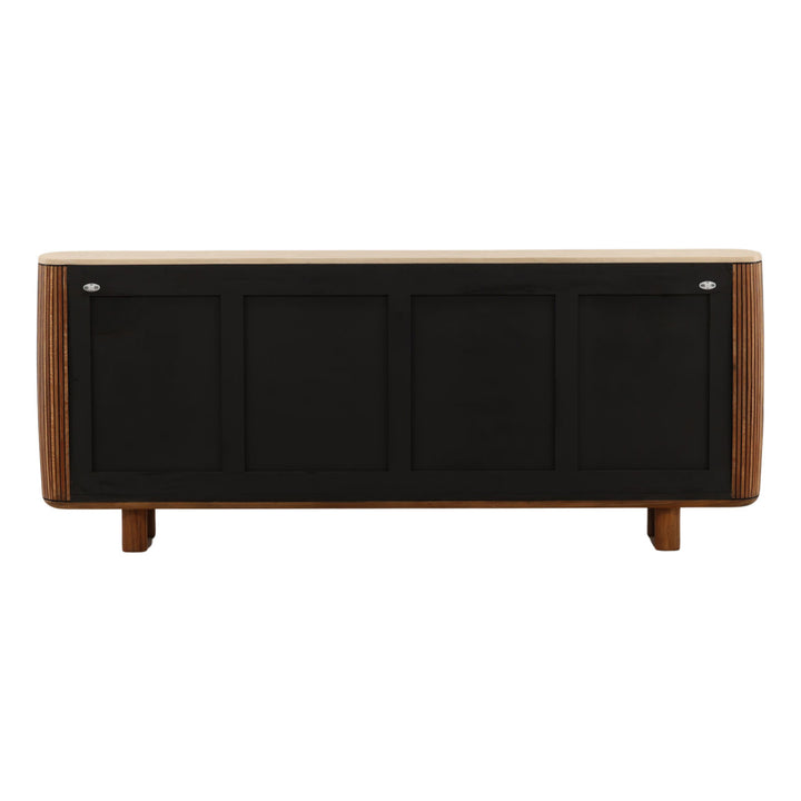 Aria Micro Cement and Teak Sideboard, back view
