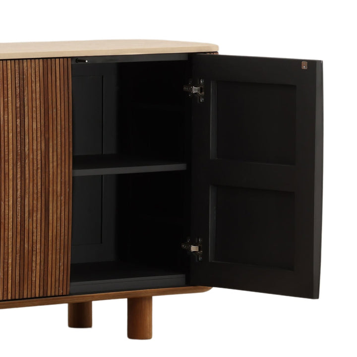 Aria Micro Cement and Teak Sideboard, detail 3 view