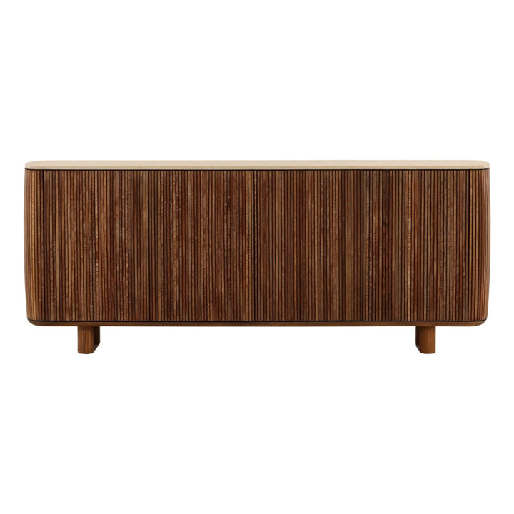 Aria Micro Cement and Teak Sideboard, front view
