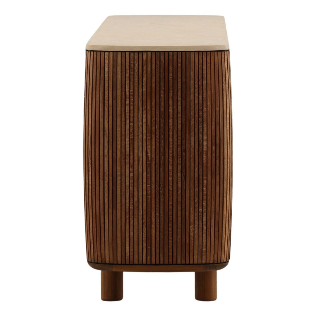 Aria Micro Cement and Teak Sideboard, profile view