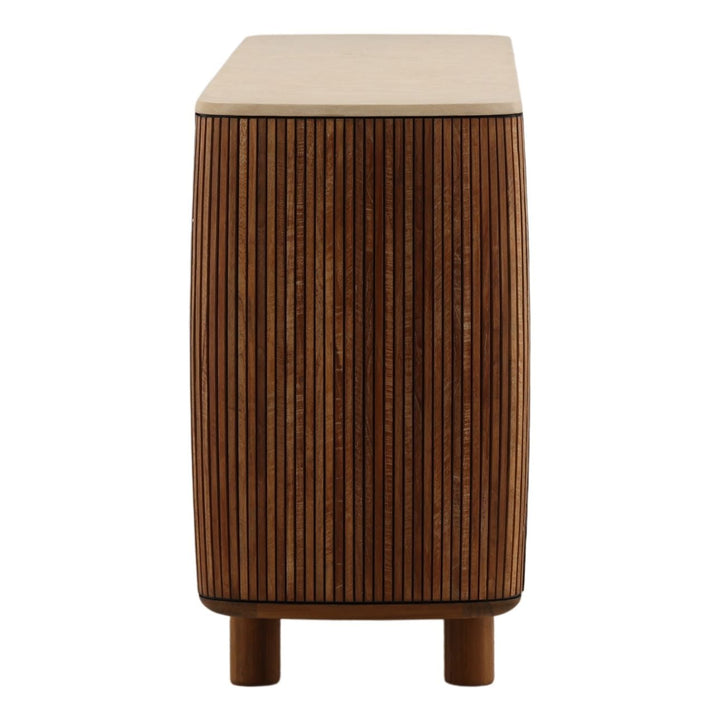 Aria Micro Cement and Teak Sideboard, profile view