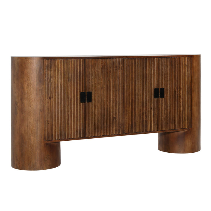 Sterling Mango Wood Sideboard, Four Door, three-quarter studio view
