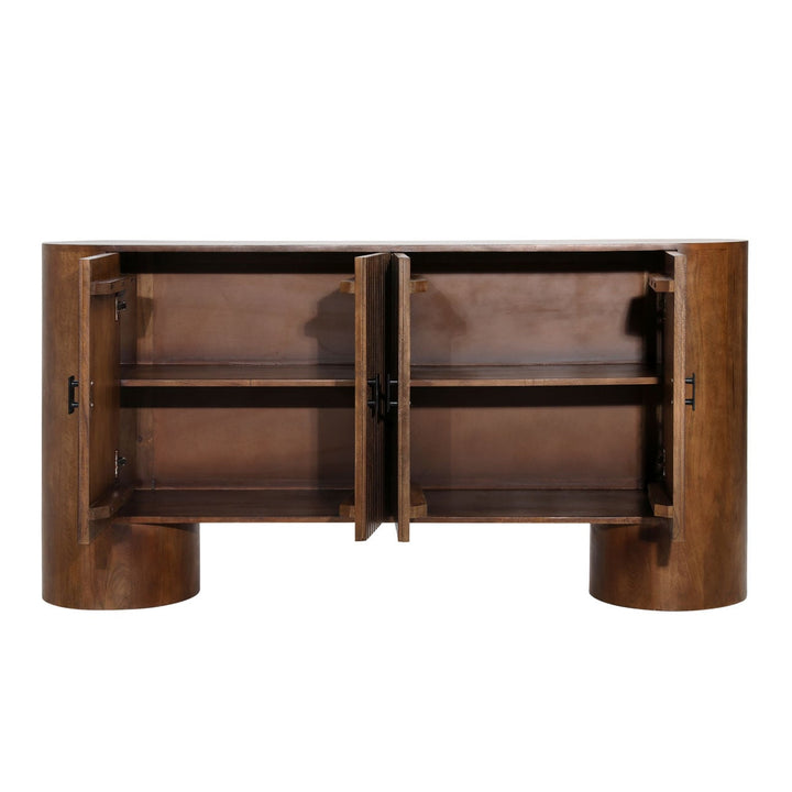 Sterling Mango Wood Sideboard, Four Door, open door view