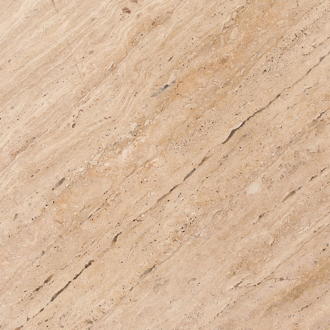 Miren Travertine and Wood Side Table, detail 1 view