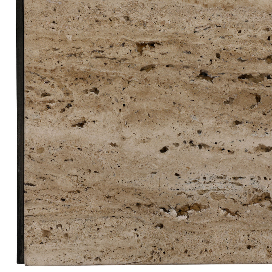 Keira Travertine Coffee Table, detail 1 view