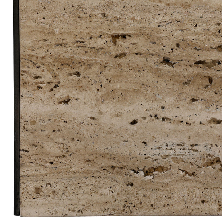 Keira Travertine Coffee Table, detail 1 view