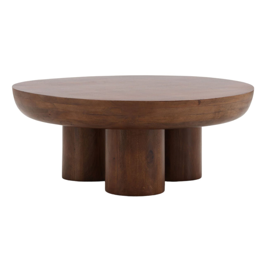 Bram Mango Wood Coffee Table, three-quarter studio view