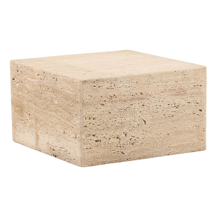 Rita Travertine Coffee Table, three-quarter studio view