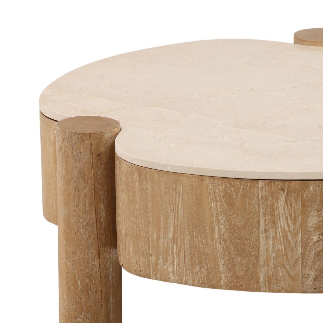 Amaya Stone and Wood Coffee Table, detail 1 view