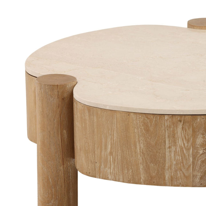Amaya Stone and Wood Coffee Table, detail 1 view