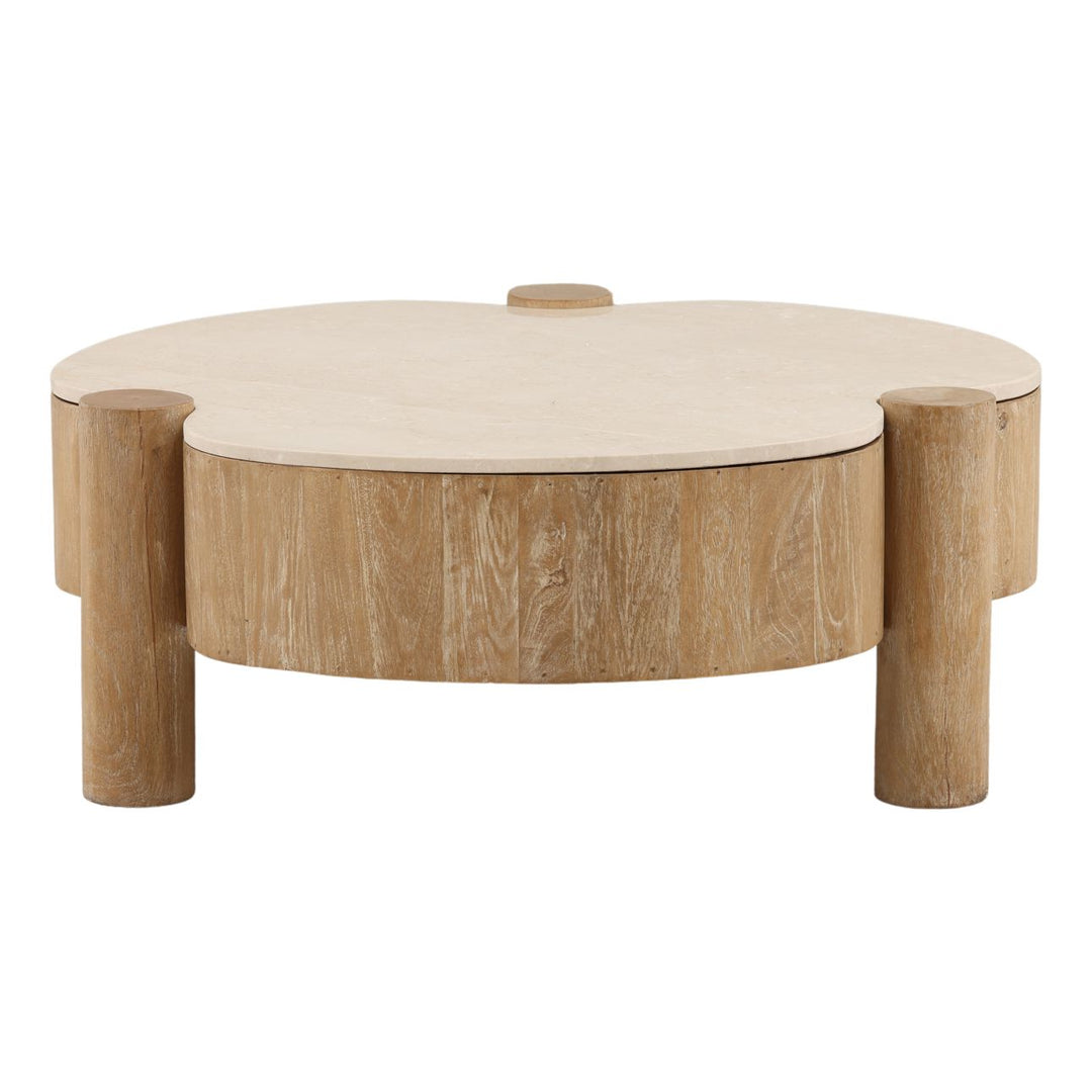 Amaya Stone and Wood Coffee Table, front view