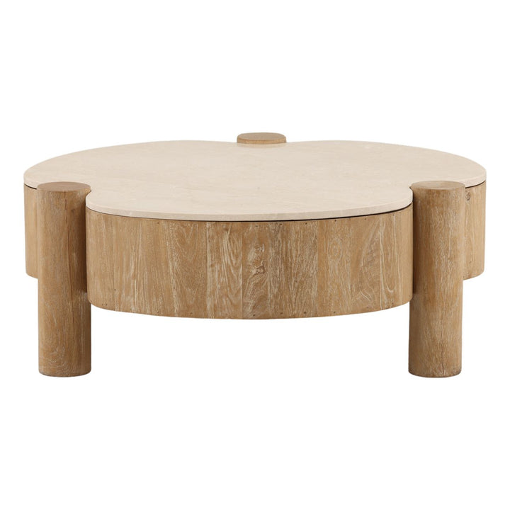 Amaya Stone and Wood Coffee Table, front view