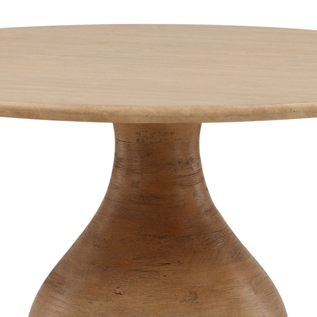 Aris Travertine and Mango Wood Dining Table, detail 2 view