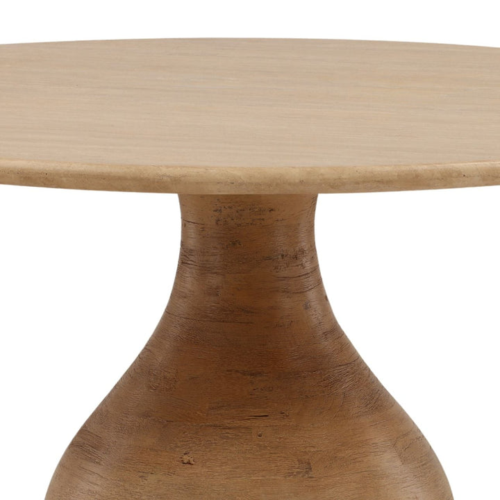 Aris Travertine and Mango Wood Dining Table, detail 2 view