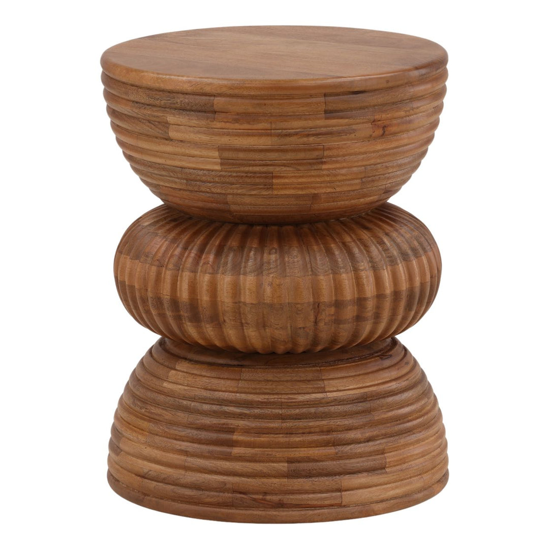 Linden Mango Wood Side Table, three-quarter studio view