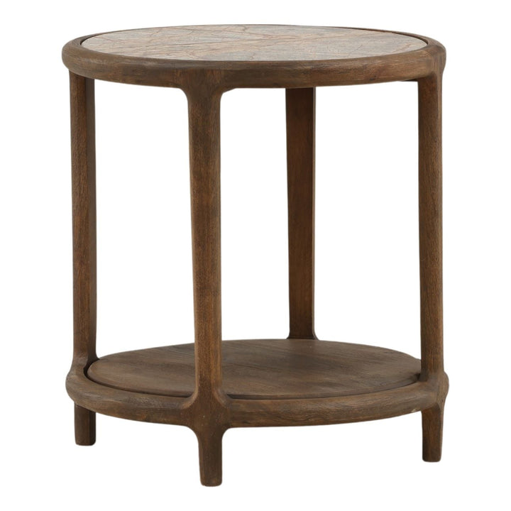 Vera Marble Top Side Table, three-quarter studio view