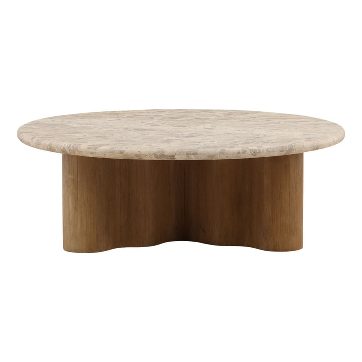 Raya Marble and Wood Coffee Table, back view