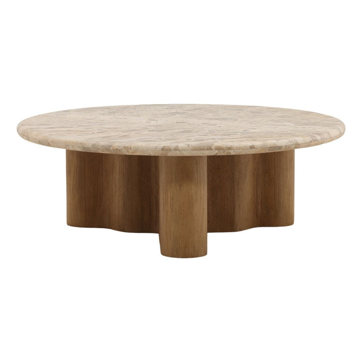 Raya Marble and Wood Coffee Table, front view