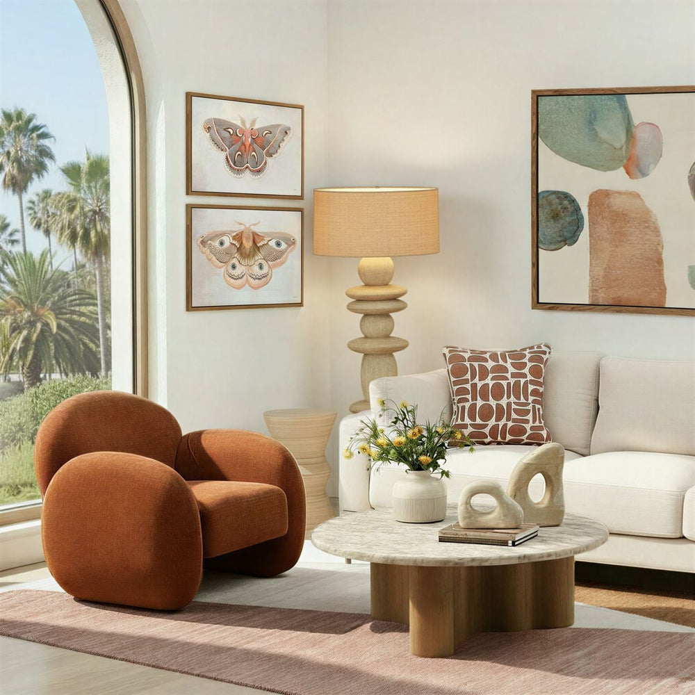 Raya Marble and Wood Coffee Table, lifestyle view