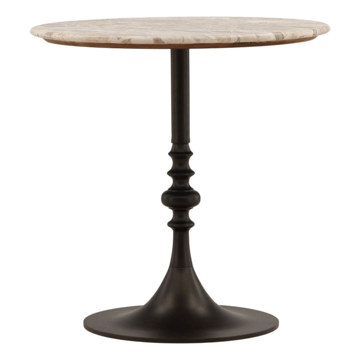 Marbelle Beige Marble Bistro Table, three-quarter studio view