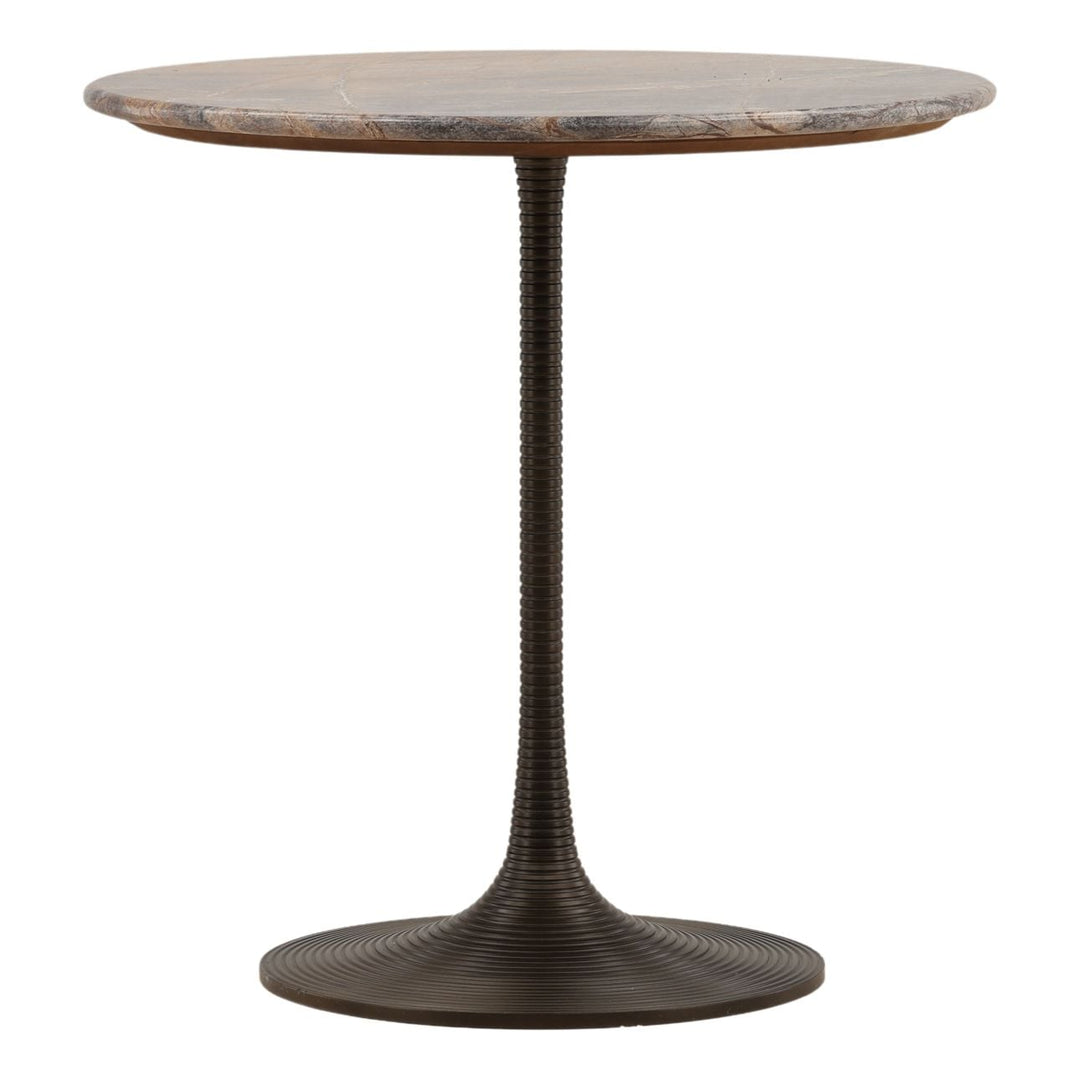 Velaren Bidasar Marble Iron Bistro Table, three-quarter studio view