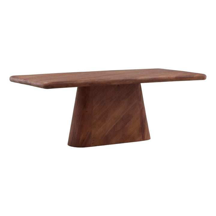 Maren Acacia Wood Dining Table, 79-inch · Brown, three-quarter studio view