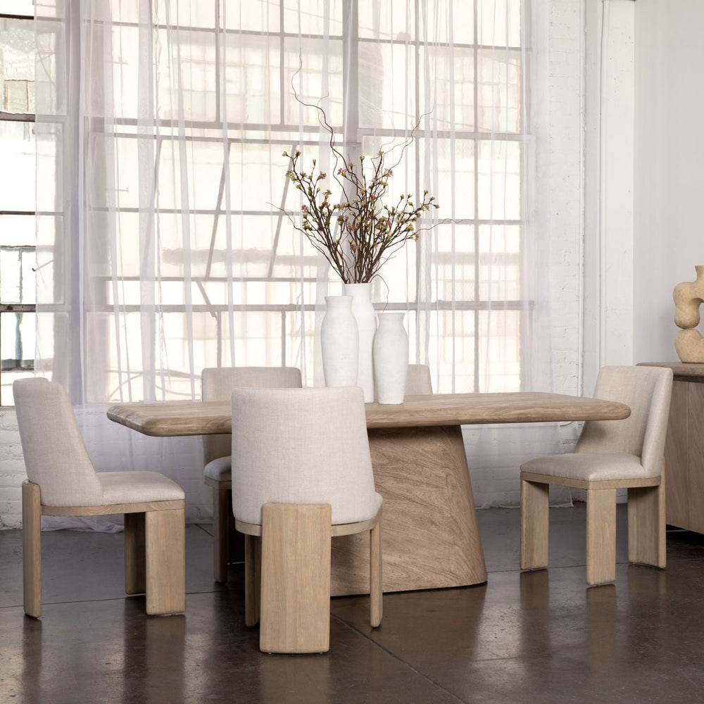 Maren Acacia Wood Dining Table, 79-inch · Weathered Natural, lifestyle view
