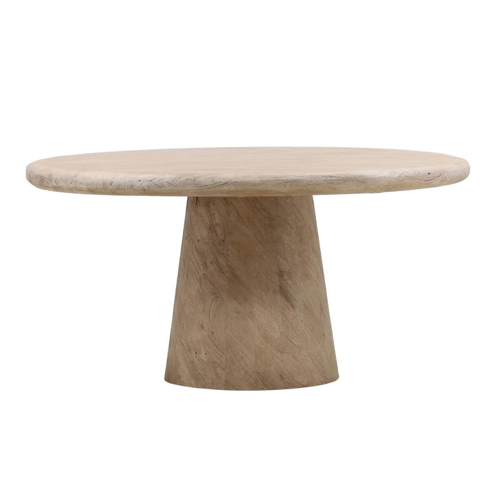 Maren Solid Acacia Round Dining Table, 60-inch, three-quarter studio view