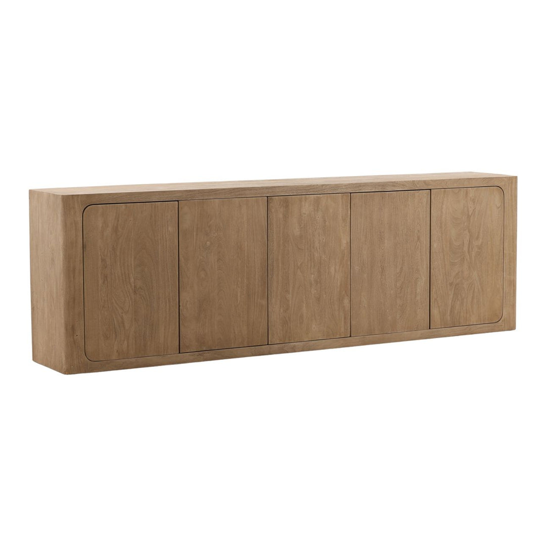 Leona Solid Acacia Sideboard, three-quarter studio view