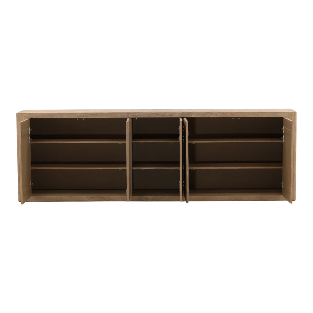 Leona Solid Acacia Sideboard, open door view