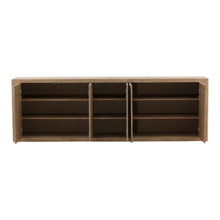 Leona Solid Acacia Sideboard, open door view