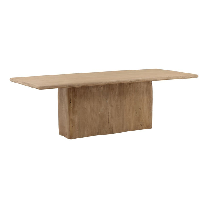 Callan Solid Acacia Dining Table, three-quarter studio view