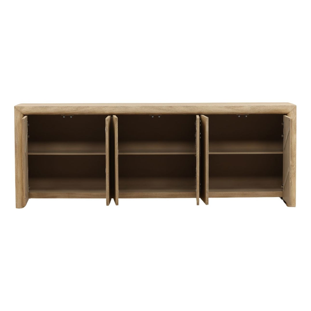 Gerrard Solid Acacia Sideboard, open door view