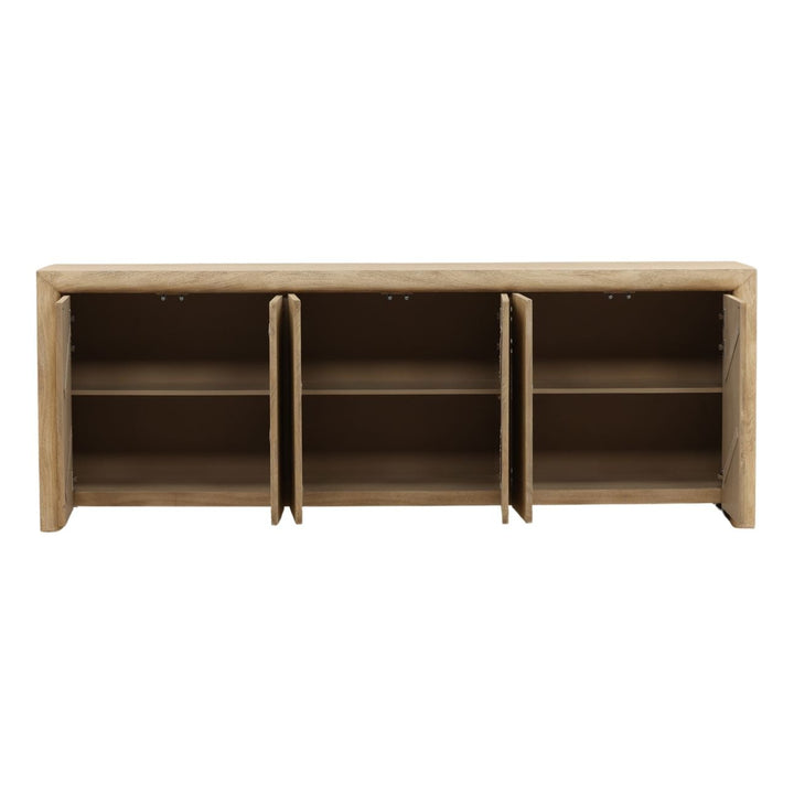 Gerrard Solid Acacia Sideboard, open door view