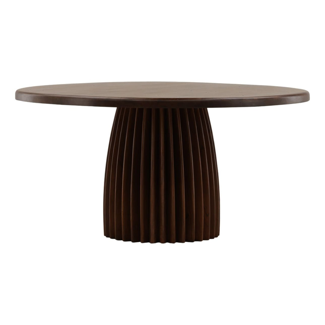 Abel Solid Acacia Dining Table, three-quarter studio view
