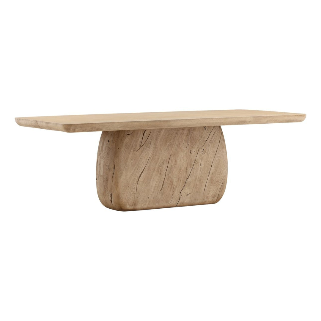 Nico Solid Acacia Dining Table, three-quarter studio view