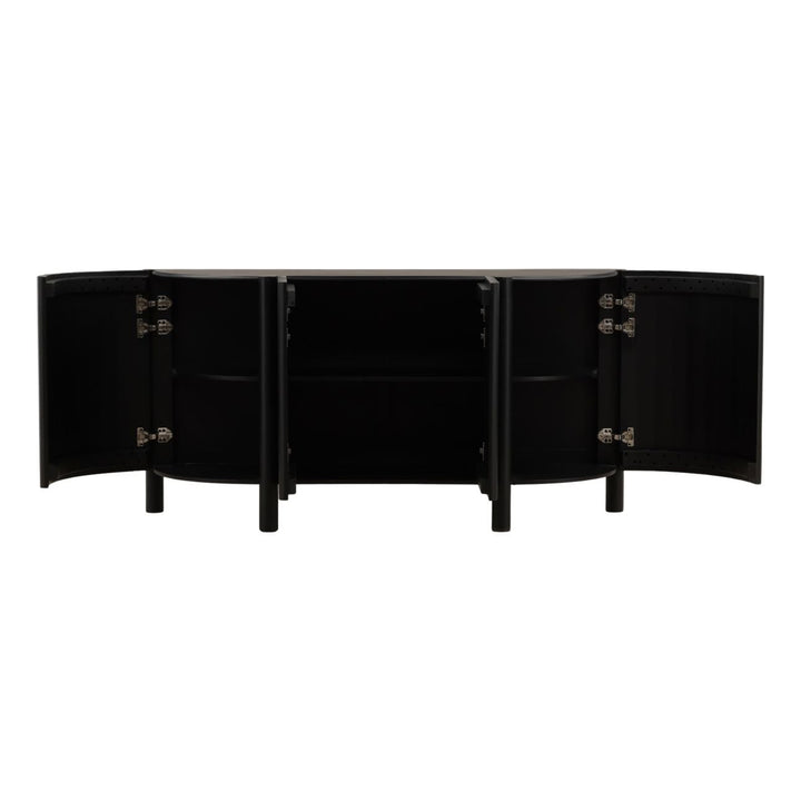 Zarek Solid Acacia Sideboard, open door view