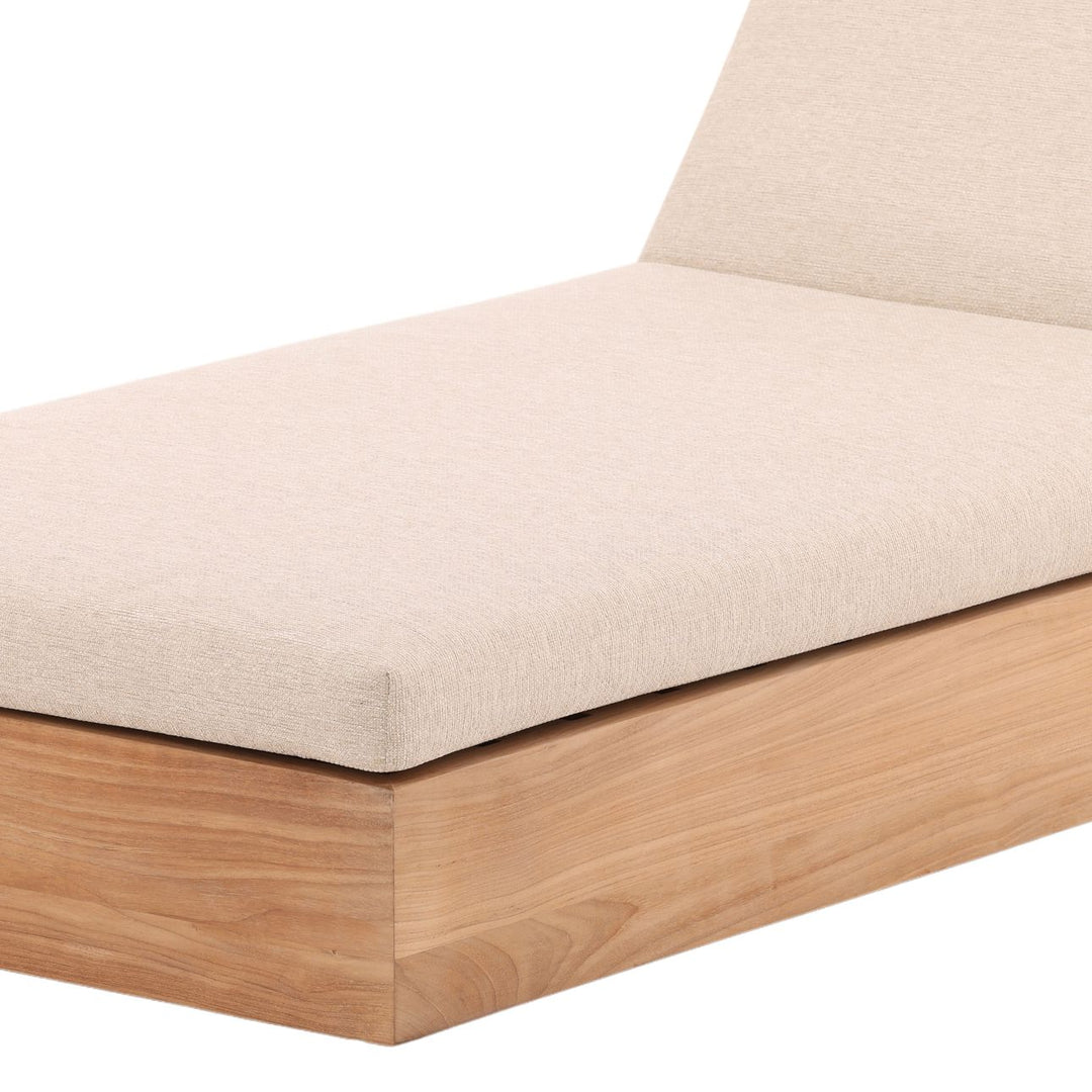 Darlren Sand Teak Outdoor Chaise, detail 2 view